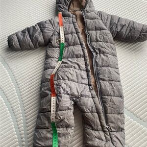 Gray Quilted Baby Snowsuit